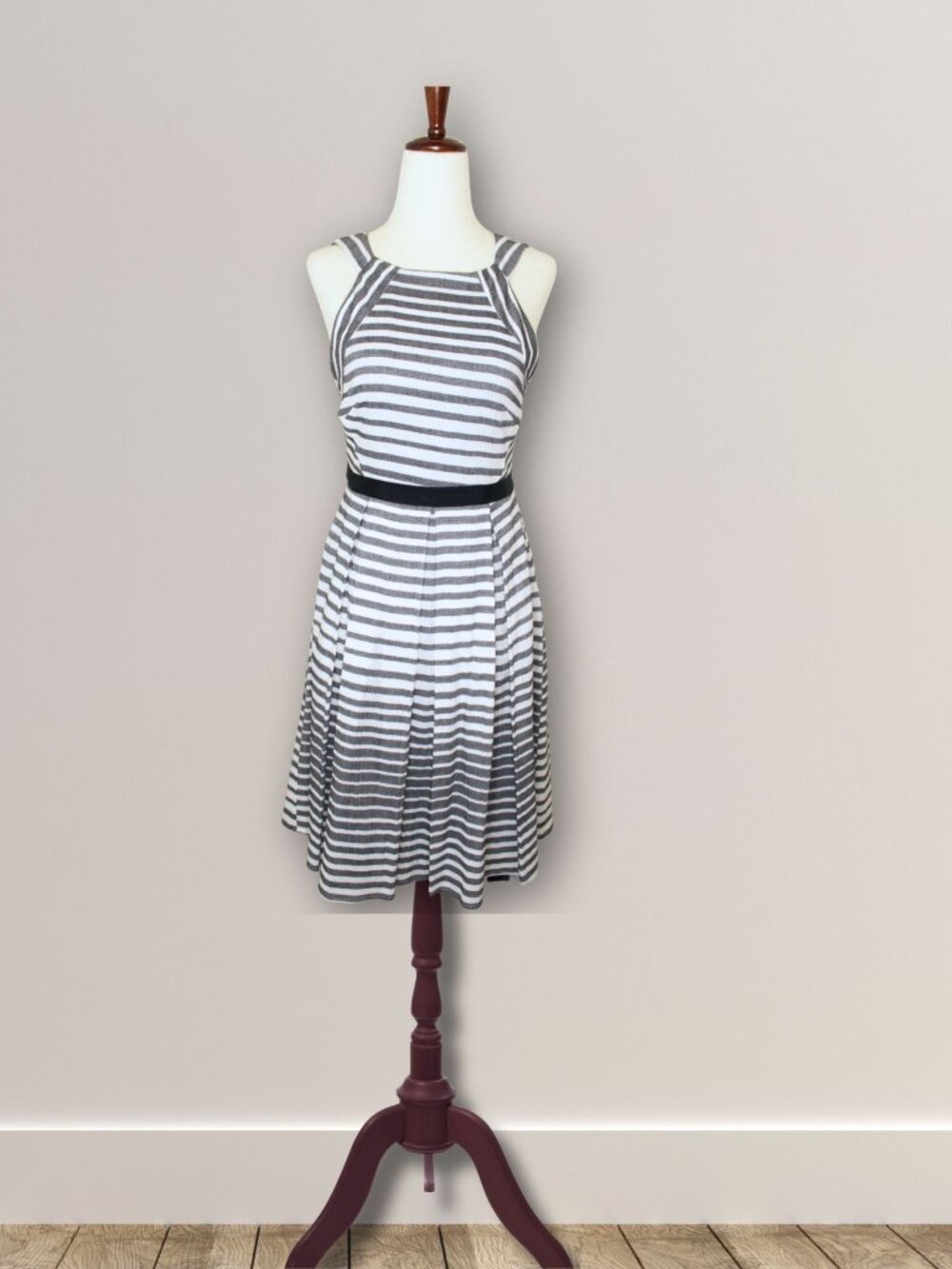 Eva Franco Saybrook Striped Pleated Fit & Flare Dress Size 2